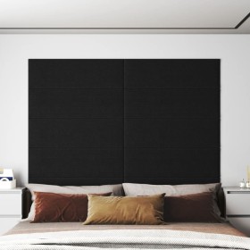 Paneles de pared 12 uds tela negro 90x30 cm 3,24 m²