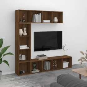 Set of shelving/TV stand 3 pieces brown oak 180x30x180 cm by vidaXL, Bookcases and shelves - Ref: Foro24-3152715, Price: 201,...
