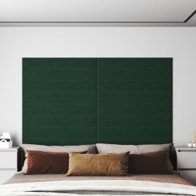 Paneles de pared 12 uds tela verde oscuro 90x15 cm 1,62 m²