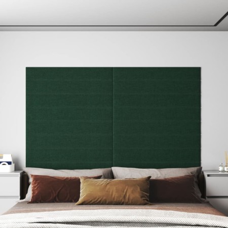 Paneles de pared 12 uds tela verde oscuro 90x15 cm 1,62 m²