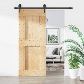 Puerta corredera con herrajes madera maciza de pino 85x210 cm
