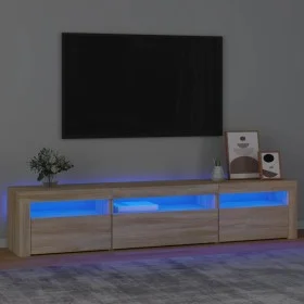 Mueble de TV con luces LED roble Sonoma 195x35x40 cm de vidaXL, Muebles TV - Ref: Foro24-3152740, Precio: 124,99 €, Descuento: %