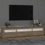 TV cabinet with LED lights Sonoma oak 195x35x40 cm by vidaXL, TV Furniture - Ref: Foro24-3152740, Price: 124,99 €, Discount: %