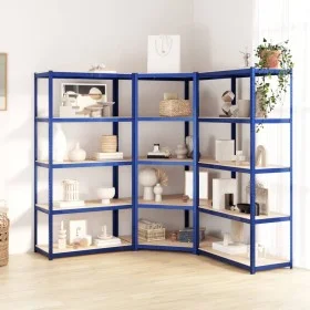 5-level shelf, 3 units, steel and plywood in blue color. by vidaXL, Industrial shelving - Ref: Foro24-3154196, Price: 147,33 ...