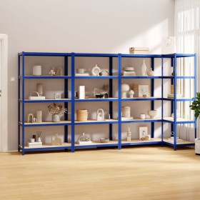 Shelving 5 levels 4 units steel and blue plywood by vidaXL, Industrial shelving - Ref: Foro24-3154176, Price: 153,00 €, Disco...