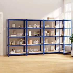 Shelving 5 levels 4 units steel and blue plywood by vidaXL, Industrial shelving - Ref: Foro24-3154176, Price: 160,08 €, Disco...