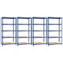 Estantería 5 niveles 4 uds acero y madera contrachapada azul