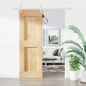 Puerta corredera con herrajes madera maciza de pino 70x210 cm