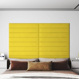 Paneles de pared 12 uds tela amarillo claro 90x15 cm 1,62 m²