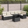 Conjunto de sofá de jardín con cojín 7 pcs Negro Poliratán