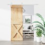 Puerta corredera con herrajes madera maciza de pino 70x210 cm