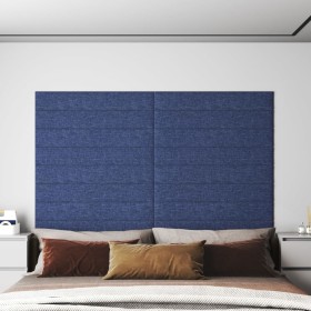 Paneles de pared 12 uds tela azul 90x15 cm 1,62 m²