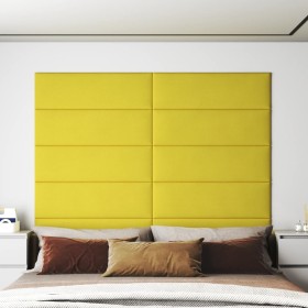 Paneles de pared 12 uds tela amarillo claro 90x30 cm 3,24 m²