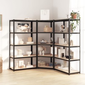 Resistant shelves 5 levels 3 units plywood and steel by vidaXL, Industrial shelving - Ref: Foro24-3154208, Price: 228,46 €, D...