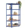 Estantería 5 niveles 2 uds acero y madera contrachapada azul de vidaXL, Estanterías industriales - Ref: Foro24-3154183, Preci...