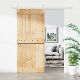 Puerta corredera con herrajes madera maciza de pino 90x210 cm