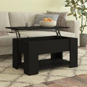 Mesa de centro madera contrachapada negra 79x49x41 cm