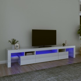 Mueble de TV con luces LED blanco brillante 215x36,5x40 cm