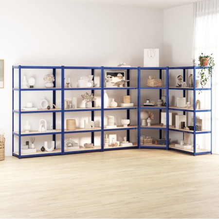Regal 5 Ebenen, 5 Einheiten, Stahl und blaues Sperrholz von vidaXL, Industrieregale - Ref: Foro24-3154198, Preis: 220,26 €, R...