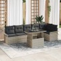 Conjunto de sofá de jardín con cojín 7 pcs Gris claro Poliratán