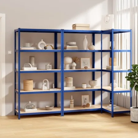 5-stöckiges Regal 3 Stück Stahl und blaues Sperrholz von vidaXL, Industrieregale - Ref: Foro24-3154175, Preis: 136,91 €, Raba...