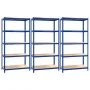 5-stöckiges Regal 3 Stück Stahl und blaues Sperrholz von vidaXL, Industrieregale - Ref: Foro24-3154175, Preis: 136,91 €, Raba...