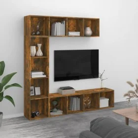 Shelf/TV cabinet set 3 pieces smoked oak 180x30x180 cm by vidaXL, Bookcases and shelves - Ref: Foro24-3152713, Price: 185,01 ...