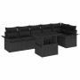Conjunto de sofá de jardín con cojín 7 pcs Negro Poliratán