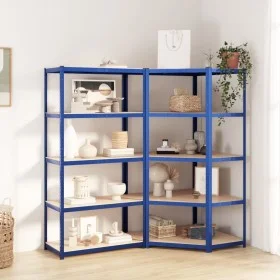 Shelving 5 levels 2 units steel and blue plywood by vidaXL, Industrial shelving - Ref: Foro24-3154195, Price: 123,46 €, Disco...
