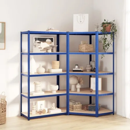 Shelving 5 levels 2 units steel and blue plywood by vidaXL, Industrial shelving - Ref: Foro24-3154195, Price: 123,46 €, Disco...