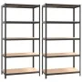 Sturdy 5-level shelves, 2 units, plywood and steel by vidaXL, Industrial shelving - Ref: Foro24-3154204, Price: 118,92 €, Dis...
