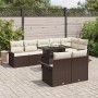 Conjunto de sofá de jardín con cojín 9 pcs Marrón Poliratán
