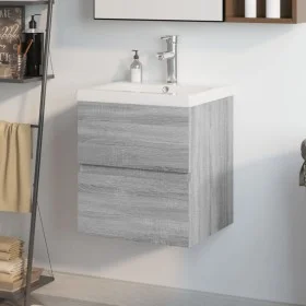 Badezimmerschrank aus grauem Sonoma-Sperrholz mit Waschbecken von vidaXL, Badezimmerwaschtische - Ref: Foro24-3152862, Preis:...