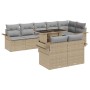 Conjunto de sofá de jardín con cojín 9 pcs Beige Poliratán