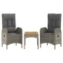 3-teiliges Gartenmöbel-Set und graue synthetische Rattankissen von vidaXL, Gartensets - Ref: Foro24-319907, Preis: 267,07 €, ...