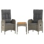 3-teiliges Gartenmöbel-Set und graue synthetische Rattankissen von vidaXL, Gartensets - Ref: Foro24-319907, Preis: 262,59 €, ...