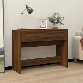 Mesa consola madera contrachapada roble marrón 100x39x75 cm de vidaXL, Mesas - Ref: Foro24-816783, Precio: 66,71 €, Descuento: %