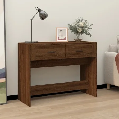 Brown oak plywood console table 100x39x75 cm by vidaXL, Tables - Ref: Foro24-816783, Price: 66,71 €, Discount: %