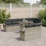Conjunto de sofá de jardín con cojín 9 pcs Gris claro Poliratán