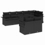 Conjunto de sofá de jardín con cojín 9 pcs Negro Poliratán