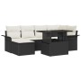 Conjunto de sofá de jardín con cojín 7 pcs Negro Poliratán
