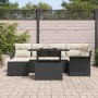 Conjunto de sofá de jardín con cojín 7 pcs Negro Poliratán