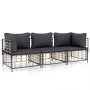 Gartenmöbel-Set 3-teilig anthrazitfarbene PE-Rattankissen von vidaXL, Outdoor-Sofas - Ref: Foro24-3186695, Preis: 254,86 €, R...