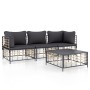 Gartenmöbel-Set 4-teilig und anthrazitfarbene PE-Rattan-Kissen von vidaXL, Outdoor-Sofas - Ref: Foro24-3186697, Preis: 322,61...