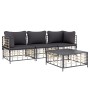 Gartenmöbel-Set 4-teilig und anthrazitfarbene PE-Rattan-Kissen von vidaXL, Outdoor-Sofas - Ref: Foro24-3186697, Preis: 322,61...