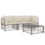 Gartenmöbel-Set 4-teilig und anthrazitfarbene PE-Rattan-Kissen von vidaXL, Outdoor-Sofas - Ref: Foro24-3186696, Preis: 321,71...