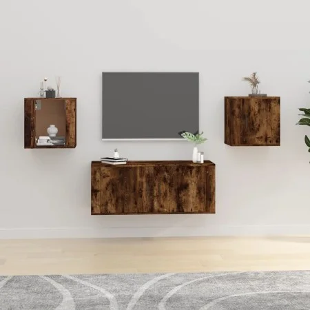Wand-TV-Schränke, 2 Stück, geräucherte Eiche, 40 x 34,5 x 40 cm von vidaXL, TV-Möbel - Ref: Foro24-816651, Preis: 51,36 €, Ra...