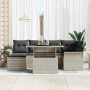 Conjunto de sofá de jardín con cojín 7 pcs Gris claro Poliratán