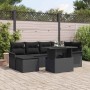 Conjunto de sofá de jardín con cojín 7 pcs Negro Poliratán