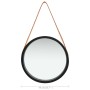 Espejo de pared con correa negro 40 cm